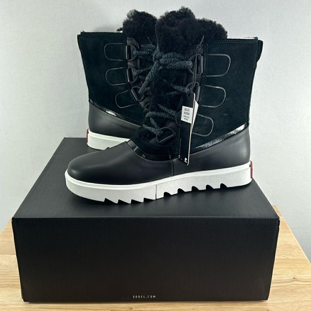 Sorel Joan of Artic NextโLite WP Boot- Black/Sea Salt- Size 9